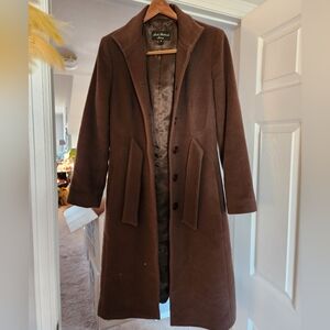 Linda Richards Brown Wool Overcoat